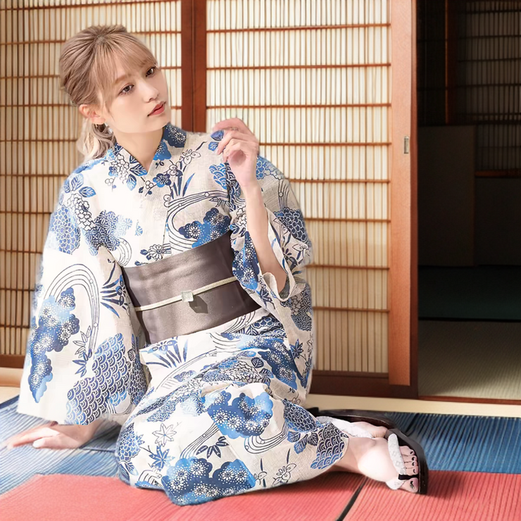 Azure Bloom Women Casual Yukata