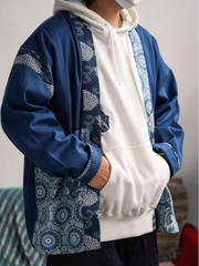 Lightweight Japanese Motif Indigo-Dyed Kimono Jacket