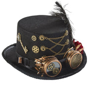 Black Gothic Steampunk Rose Gear Top Hat