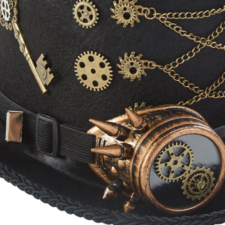 Gothic Steampunk Rose Gear Top Hat