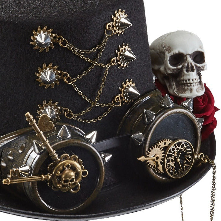 Gothic Steampunk Skull Gear Top Hat