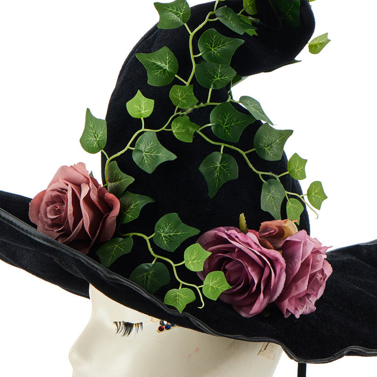 Halloween Gothic Rose & Vine Witch Hat