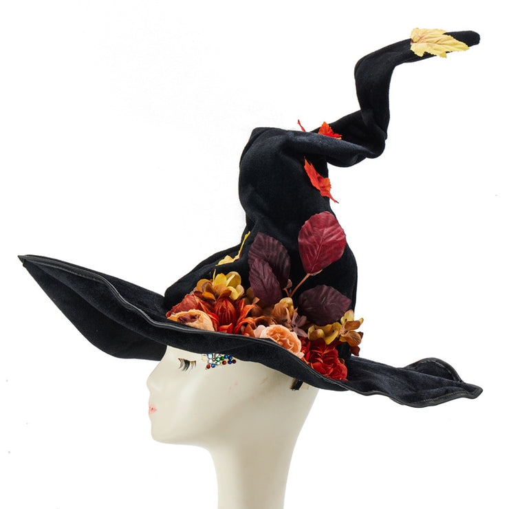 Halloween Gothic Floral & Leaf Witch Hat