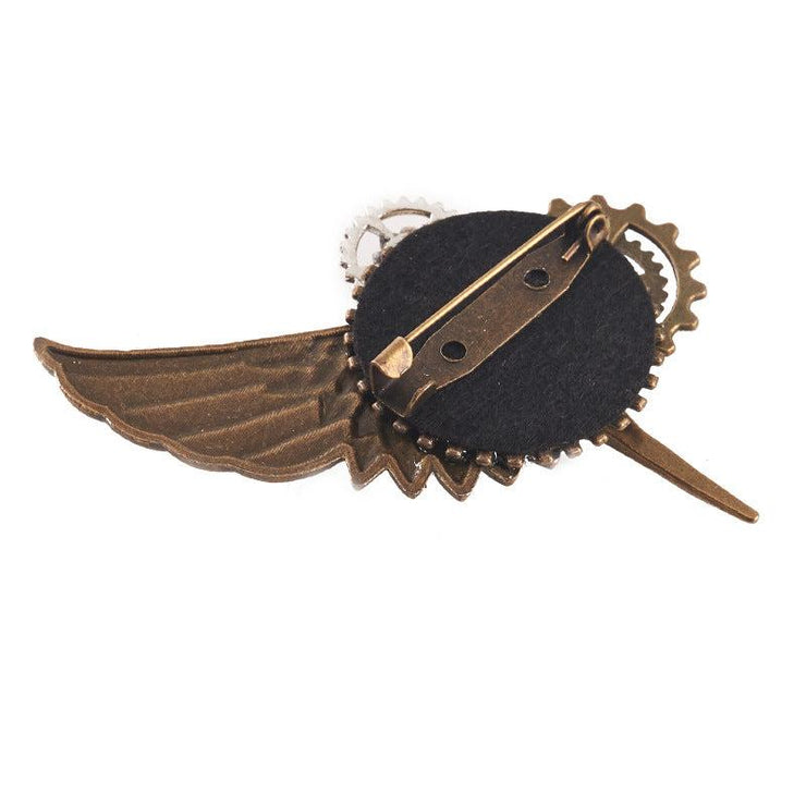 Plague Winged Gear Steampunk Brooch