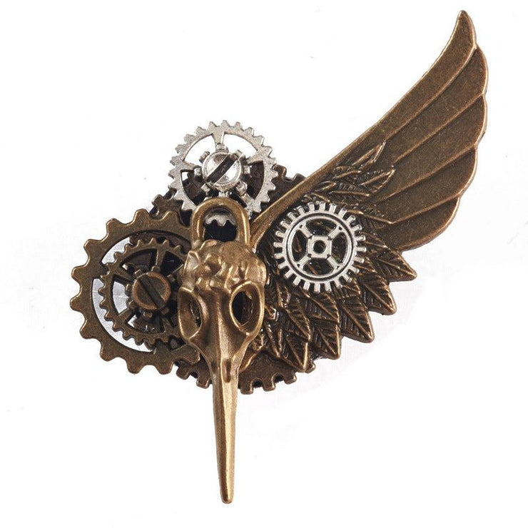 Plague Winged Gear Steampunk Brooch