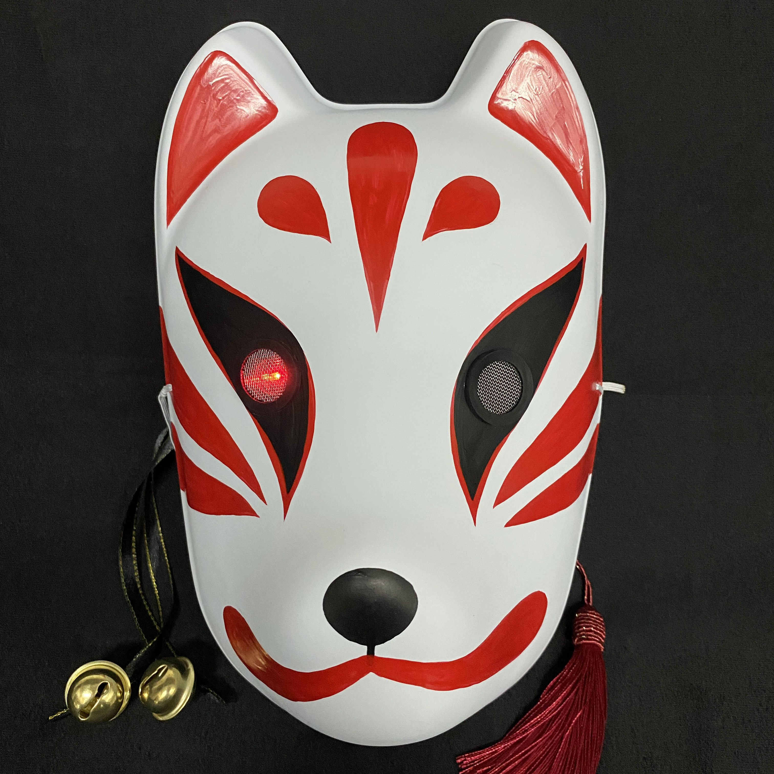 Long Ears Kitsune Mask - Black Fire