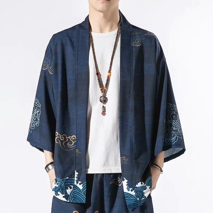 Men's Kimono Jacket - Crane Details