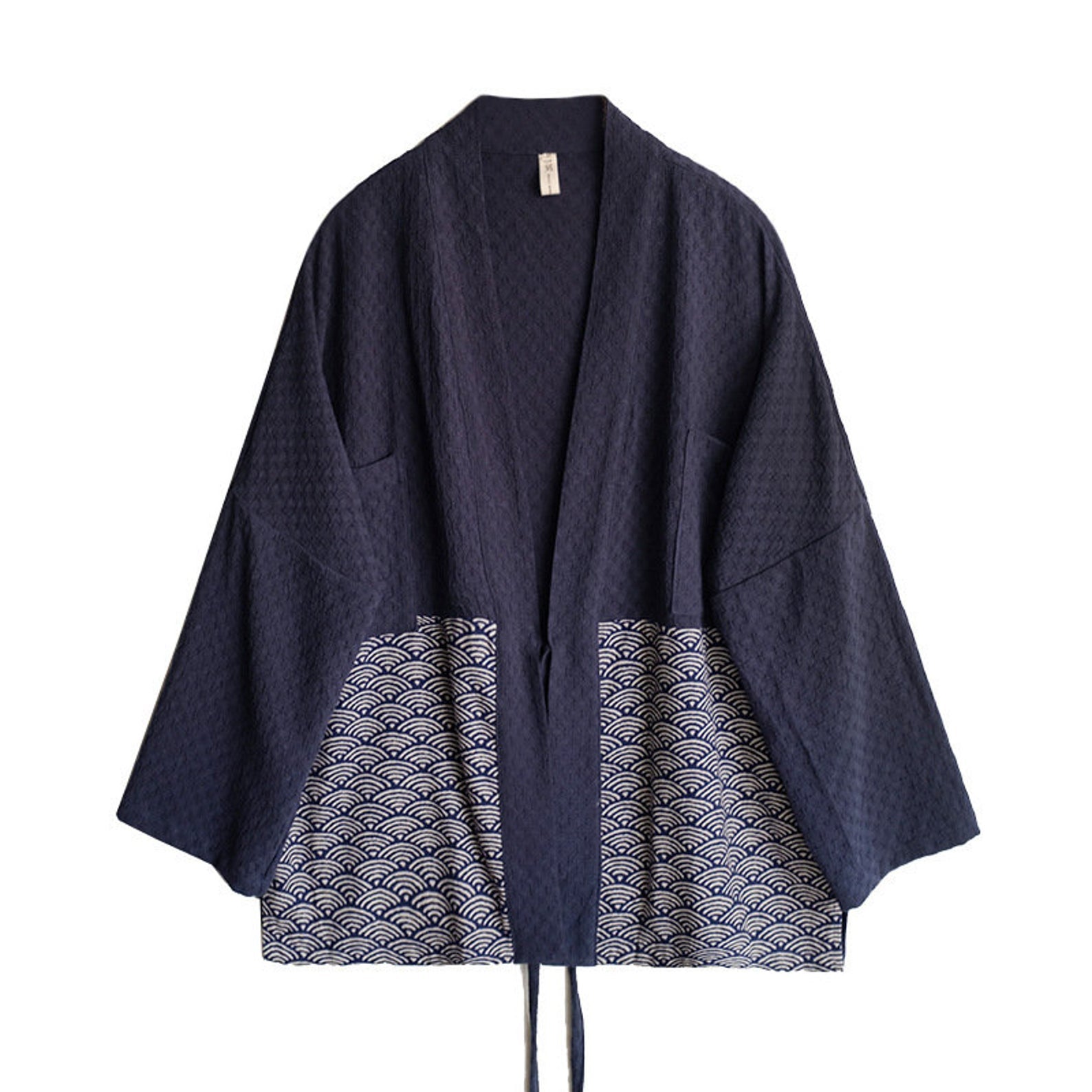 Japanese Blue Fans Black Men's Haori Yukata Kimono Jacket – Youeni