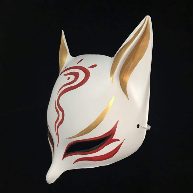 Kitsune Mask Sharp Ears Kitsune Mask - Red Curse Foxtume